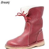 New Walking Shoes Women Boots Round Toe Flat Shoes Keep Warm Short Tube Snow Boots Female Outdoor Footwear Size
