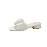Breakj Spring And Summer New High-Heded One-Word Slippers Women's Head Lazy Half-Fashion Folds Wearing Sandals