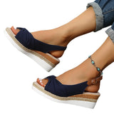 Breakj New Sandals Large Size Hemp Rope Bow Wedge Casual Sandal Women's