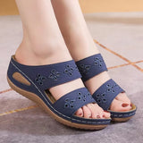 Breakj And Summer New Slope And Slippers Women's Cool Slippers Embroidered Solid Sand Sand Sandals Casual Suture