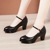 Catwalk High Heels Women's Cheongsam T Show Leather Size Waterproof Table Thick Heel Leather Pointed Single
