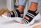 Women Sandals Open Toe Wedges Platform Ladies Shoes Knitting Lightweight Sneakers Sandals Big Size 35-43 Zapatos