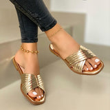 Breakj Spring / Summer 2023 New Metallic Cross Ladies Slippers Large Size Women's