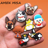Pet Dog Shoe Charms Sheepdog Bulldog Bichon Frise Corgi Teddy Husky Shoes Accessories Decoration Fit Buckle Croc Kids