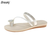 Sandals Rhinestones Ladies Flat Beach Shoes Fashion Open Toe Casual Non Slip Comfortable Female New Hot Summer Roman
