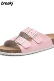2023 New Summer Beach Cork Slippers Casual Double Buckle Non-slip Clogs Slides Women Slip on Flip Flop