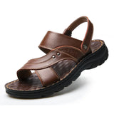 Sandals Men's Summer New Men's Casual Beach Shoes Leather Fashion Breathable Slippers Thick-soled Shoes Tide Man