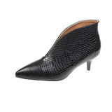 Spring and Autumn New Fashion Solid Color Plaid Leather Top Pointed V-shaped Outwear Women High Heels Women's