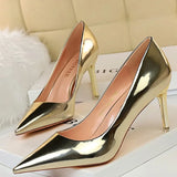 Shoes Woman Pumps Patent Leather High Heels Shoes Women Basic Pump Wedding Shoes Female Stiletto Women Heel Plus Size