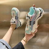 White Shoes Breathable Comfortable Light Weight Sneakers 2021 Platform Shoes Fashion Chunky Spring Autumn Lace