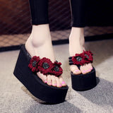 High Heel Women's New Wedge Flip Flops, Muffin Handmade Slippers, Ladies Summer Beach Mules Shoes Women Slippers