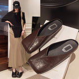 Breakj And Summer 2025 New One-Legged Pedal Top Half Slippers Wearing Women's Shoes Light Mouth Comfortable Soft Flat Single