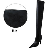 Shoes Stiletto Sexy Over-the-Knee Boots Black Leather Boots Sexy Thin High Heel Boots Winter Long Boots Plus Size