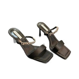 Breakj The Summer Of 2025, The New Fine Heel With A Sexy Water Drill Black Sandals Wear High-Heeled Buckle With Cold