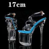 Breakj 34-43 Ultra High Heel Fishmouth Silver Heel Cross Strap Sandals Nightclub Sexy