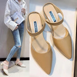 Breakj Korean Version Of The Bag Head With Cold Slippers Women Sharp-Tip Word Thick Half-Slipper With Sandals High