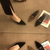 Breakj Female Low-Heeling Point 2025 New French Temperament Fine And Leopard-Print Lazy Light-Mouthed Cold