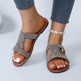 Breakj Slippers Female 2024 Summer Soft Bottom Wear A Line Diamond Beach