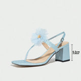Breakj Square Head Lace Flowers With Slippers Women 2025 Summer New Thick And Cold