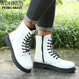 Design Ladies Motorcycle Boots Platform Chunky Heels Zipper Boots Women 2021 Street Casual Party Shoes