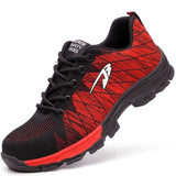 Work Safety Shoes With Steel Toe Cap Unisex Wear-Resisting Boots Red Protective Industrial Casual Sneakers Free