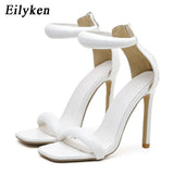 Summer Silver Gold Peep Toe High Heel Women Sandals Sexy Buckle Strap Ankle-wrap Ladies Sandals Club Stripper