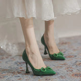 Women's High Heels Female Stiletto Pointed French Retro Pumps Patent Leather Horsebit Single Shoes Profession Work