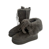 Breakj Snow Boots Women 2025 New Winter Tie With Two Long Boots Plus Velvet Thick Cotton