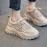 Sports Shoes Female 2023 Summer Rubber PU Color Cake Platform Bottom Lightweight Casual Fashion Dad Shoes