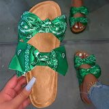 Slides for Women 2020 Slippers Cow Bow Slides Tie Dye Sandals Rainbow Summer Graffiti Flast Footwear Wholesale