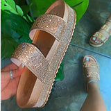 Slippers Women 2020 Woman Crystal Slides Platform Slippers Chunrry Shoes Rainbow Shiny Diamond Large Size