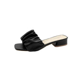 Breakj Spring And Summer New High-Heded One-Word Slippers Women's Head Lazy Half-Fashion Folds Wearing Sandals