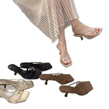 Breakj Evening Wind Clip Cool Slippers Women Wear The 2025 Summer Design Silver Fine Belt High And Cool