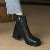 Breakj Comfortable Fashion Platform Ankle Boots Women's Thick Heel New Autumn And Winter Soft Leather Boots Retro Slim High-Heeled Martin