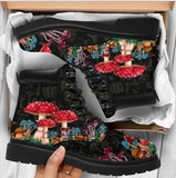 Boots Women's Autumn and Winter New2021British Fashion Women's Tooling Boots Skull and Flower Print High-top Boots