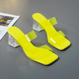 Transparent High Heels Women Square Toe Sandals Summer Shoes Woman Clear High Pumps Wedding Jelly Buty Heels