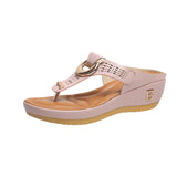 Breakj Size Slope With Hollow Toe Slippers Female Thick Bottom Buckle Lightweight Beach