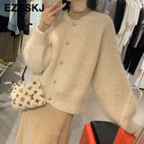 Thick cashmere O-NECK Sweater Cardigans Women Autumn winter Casual long Sleeve Sweater For women Female Chic