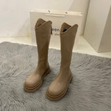 Women With Long Boots 2024 New Boots Autumn And Winter Knight Boots Fat Mm Thick Legs Thick Soles But Knee-Length Women's