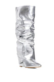 Breakj New Pointed Wrinkled Boots High Heel Long Women's Fashion And Knee Pile