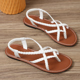 Breakj Summer New Women's Flat-Soled Sandals Large-Size Casual Toe Braided With Flat-Soled