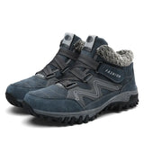 Leather Men Boots Winter with Fur 2019 Warm Snow Boots Men Winter Work Casual Shoes Sneakers High Top Rubber Ankle