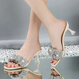 2022 Fashion Women Sandals Thin High Heel Pumps Pleated Slip-On Crystal Summer Shoes Gladiator Dress Narrow Sandal Size