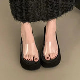 Transparent High Heels Slippers Women Wedges Shoes Platform Sandals 2024 Summer Slides Flip Flops Slingback Pumps