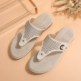 Breakj Foot Slippers Female 2024 Summer New Large Size Hollow Metal Thick Bottom Slippers