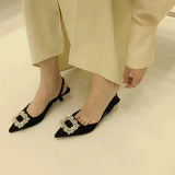 Breakj Sandals Women 2025 New Summer Drill Side Buckle Fairy Wind After The Air Fine Heel Tip Single