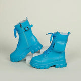 Boots Shoes Female Autumn Pocket Ankle Boots Design Thick Bottom Round Toe Lace Up British Fashion Plus Size 2021