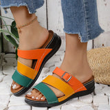 Breakj Slope And Thick Bottom Cool Slippers Female 2025 Summer New Open Toe Large Size One-Word Beach