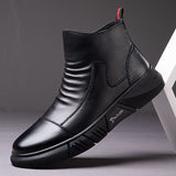 Winter New Boots Male British Style Korean Tooling Trendy Shoes Plus Velvet Warm Cotton Shoes Middle Cut Men's