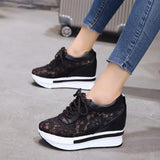 Summer Lace-up Breathable Women Sandals Wedges Chunky Heels Height Increasing Paltform Female Ladies Shoes Zapatos De